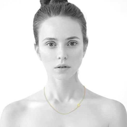 Bold Alphabet Letter Initial Charm Necklace in Gold Tone